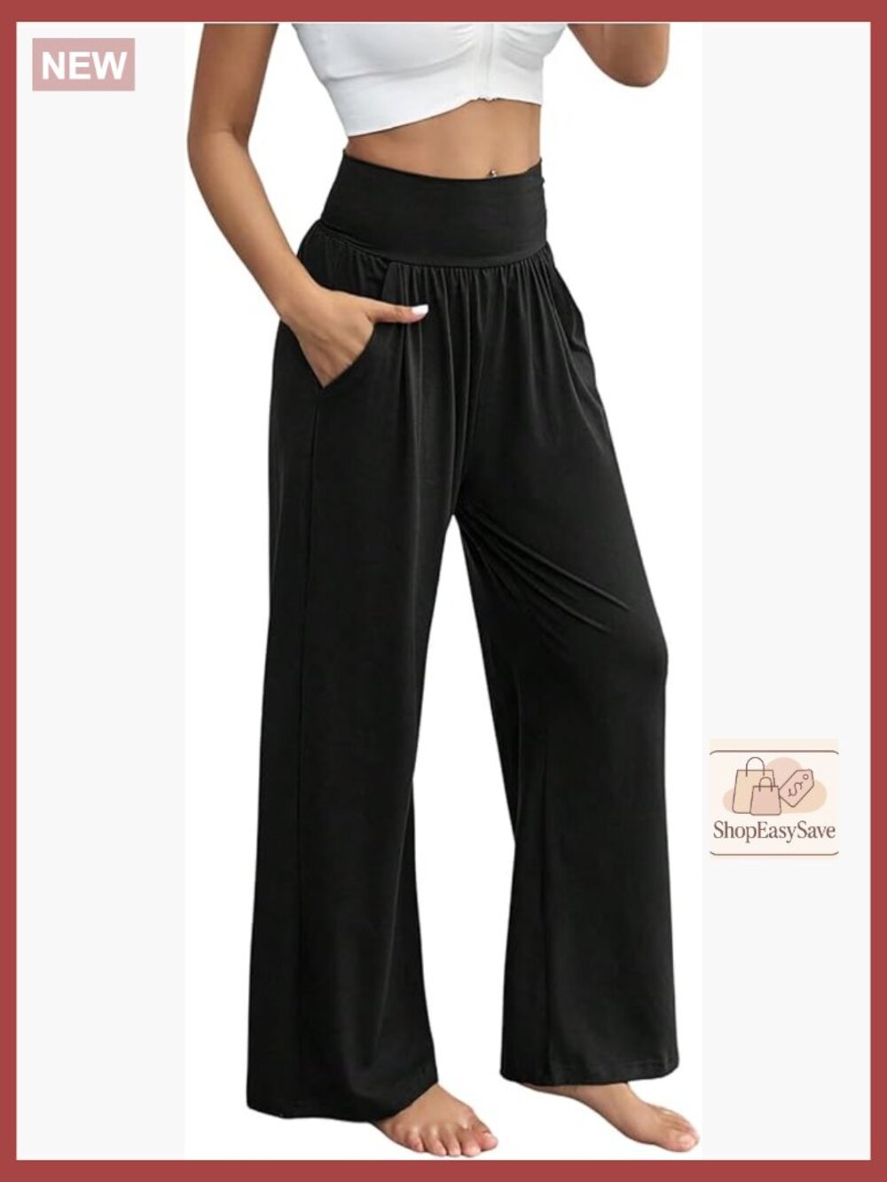 Wide Leg Palazzo Pants High Waist Baggy Yoga Workout Pants with Pockets